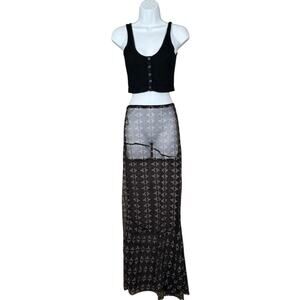 Chan Luu Mesh Maxi Skirt Sheer See Through Dark Fairy Whimsigoth Size Small